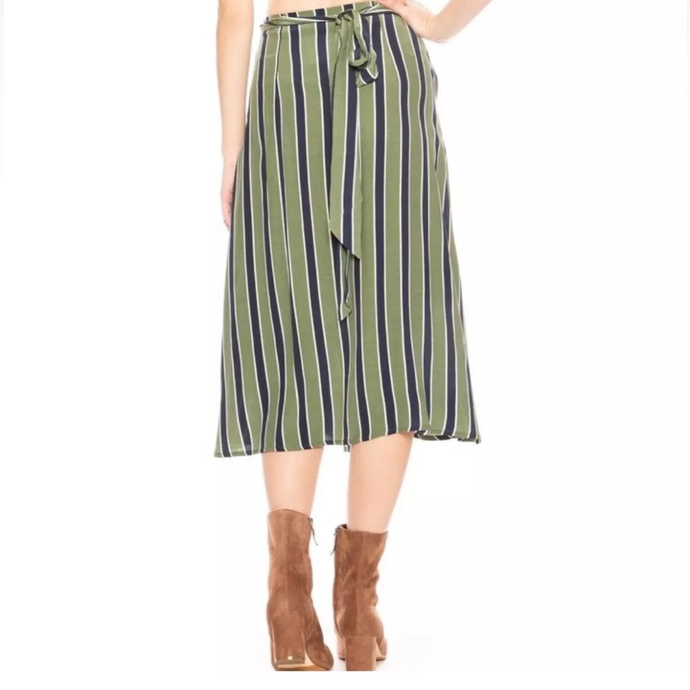 SANCIA‎ Mira Striped Tie Wrap Midi Green Skirt Size XS - Picture 2 of 8